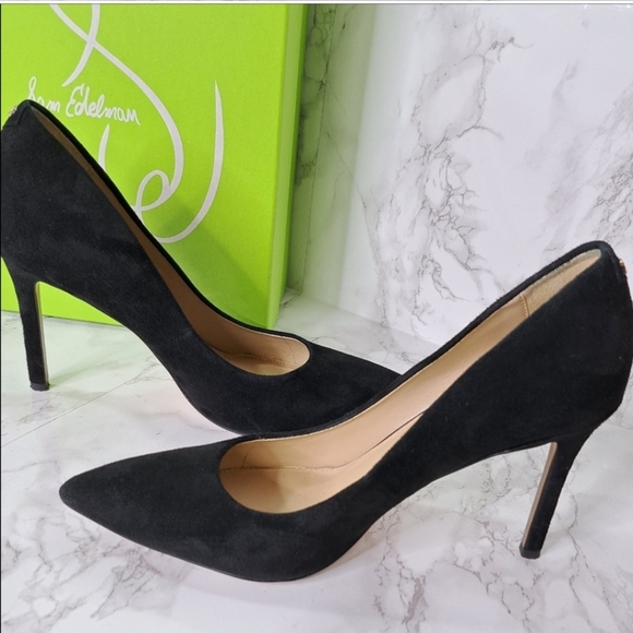 Sam Edelman Black Suede Hazel Pointed Toe High Heel Pumps Shoe Size 8 - Picture 4 of 15